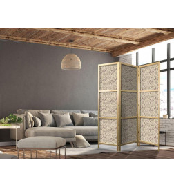 Japans kamerscherm - Beige Nature of the Forest - Mushrooms Flowers and Herbs on a Light Background