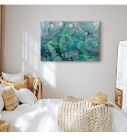 Quadro - Turquoise Leaves (1 Part) Wide