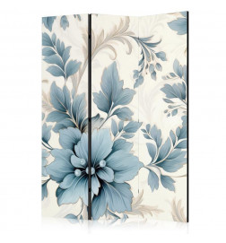 Paravan - Turquoise Flowers in Retro Vibe Floral Ornaments