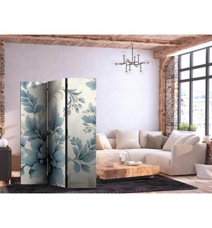 Paravan - Turquoise Flowers in Retro Vibe Floral Ornaments