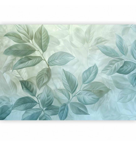 Fototapetti - Large Leaves in Shades of Green-Mint: Botanical Motif