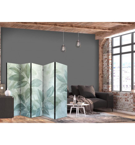 Vouwscherm - Large Leaves in Green-Mint Shades - Botanical Motif