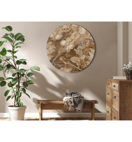 Cuadro redondo - Floral Ornaments Carved in Delicate Sepia and Brown Shades