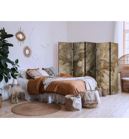 Paravento - Carved Floral Ornaments in Soft Sepia and Brown Tones