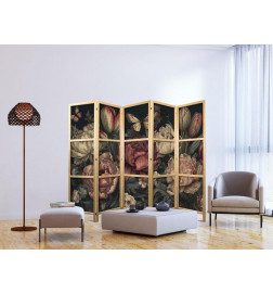 Paravento giapponese - Floral Illustration - Magnificent Flower Buds on a Turquoise Background