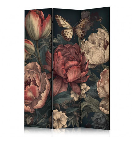 Vouwscherm - Floral Illustration - Magnificent Flower Buds on a Turquoise Background
