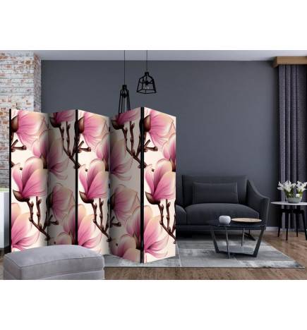 5-teiliges Paravent - Blooming Magnolias II [Room Dividers]