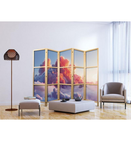 Paravent japonais - Twilight Spectacle: Clouds in Shades of Pink and Violet