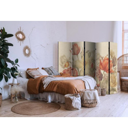 Paravan - Bouquet with Tulips - Colorful Flowers on a Light Background - Illustration