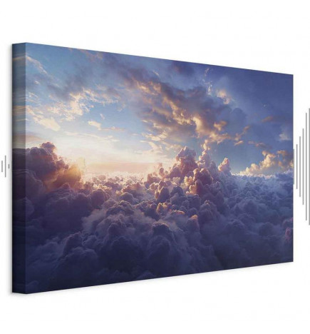 Leinwandbild - The Sun in Hiding: The Golden Face of the Sky Over a Cloudy Sea