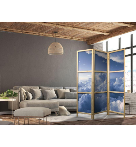 Japanese Room Divider - Aerial Landscapes: Rays Illuminating Fluffy Cloud Formations