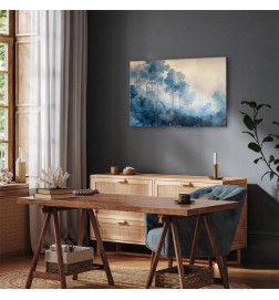Leinwandbild - Landscape with Trees in Illustrative Style Fairy-Tale Blue Forest