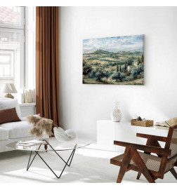 Canvas Print - Landscape with Green Fields and Trees Tuscan Sunny View