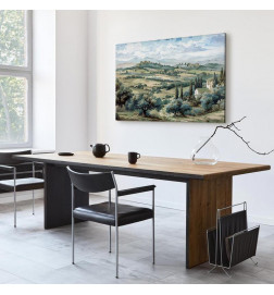 Canvas Print - Landscape with Green Fields and Trees Tuscan Sunny View