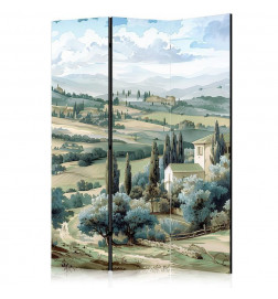 Room Divider - Landscape with Green Fields and Trees - Tuscan Sunny View