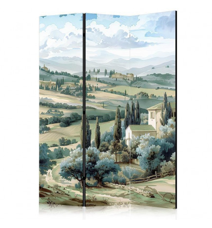Biombo - Landscape with Green Fields and Trees - Tuscan Sunny View