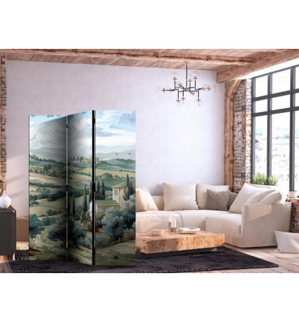 Room Divider - Landscape with Green Fields and Trees - Tuscan Sunny View