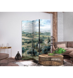 Vouwscherm - Landscape with Green Fields and Trees - Tuscan Sunny View