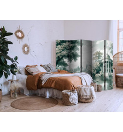 Vouwscherm - View of the Park and Lake - Retro Vintage Landscape in Greens