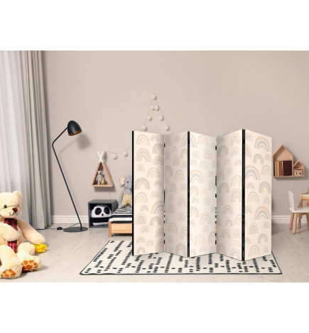 Room Divider - August Sky - Rainbows of Various Sizes in Muted Colors