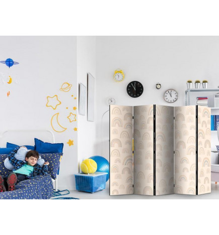 Room Divider - August Sky - Rainbows of Various Sizes in Muted Colors