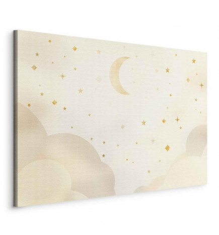 Paveikslas - Bright Night - Moon Accompanied by Many Stars on a Light Background