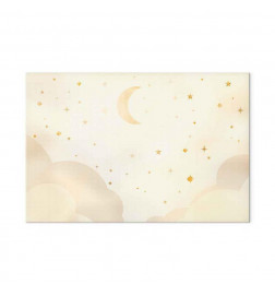 Quadro - Bright Night - Moon Accompanied by Many Stars on a Light Background