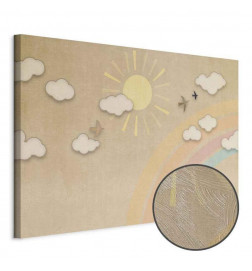 Tableau - Holiday Sky - Sunny Day with a Rainbow and Flying Birds