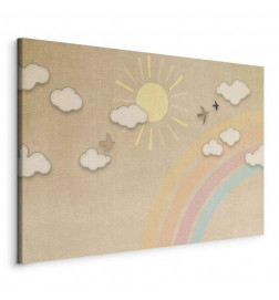Seinapilt - Holiday Sky - Sunny Day with a Rainbow and Flying Birds