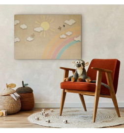 Tableau - Holiday Sky - Sunny Day with a Rainbow and Flying Birds