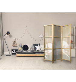 Japanese Room Divider - Moonlit Steeds - Horses galloping among trees on a starry night
