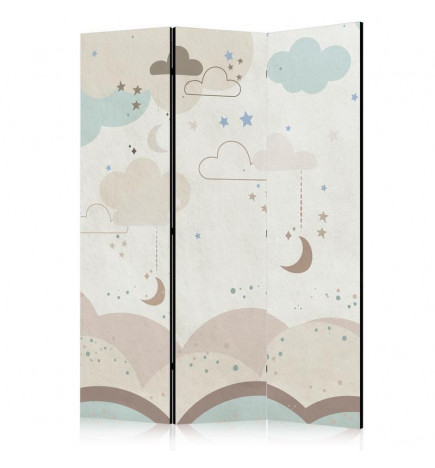 Paravan - Cloudy Night Sky - Moons in Browns and Beiges Amid Numerous Clouds and Stars on a Light Background