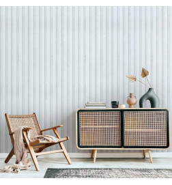 Tapisserie murale - Wooden Texture - Symmetrical vertical lines on a white background