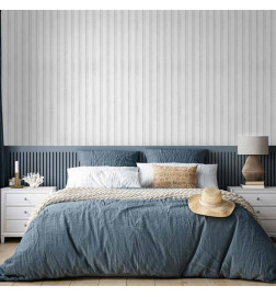 Behang - Wooden Texture - Symmetrical vertical lines on a white background