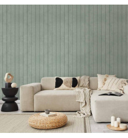 Behang - Delicate Wood - Vertical stripes in a pastel green shade
