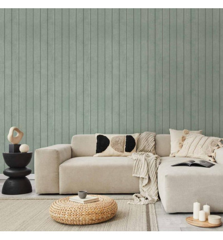 Tapisserie murale - Delicate Wood - Vertical stripes in a pastel green shade