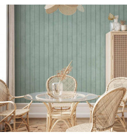 Wallpaper - Delicate Wood - Vertical stripes in a pastel green shade