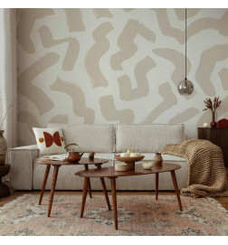 Fototapetti - Abstract composition - beige patterns in shapes on a white background