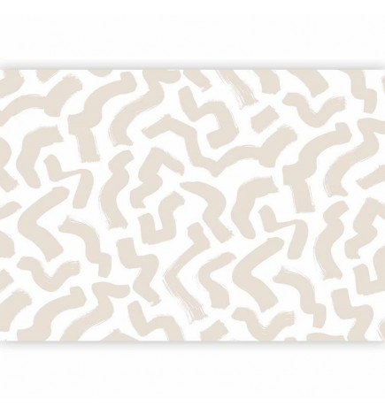 Mural de parede - Abstract composition - beige patterns in shapes on a white background