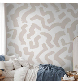 Fotomural - Abstract composition - beige patterns in shapes on a white background