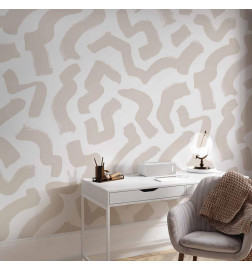 Foto tapete - Abstract composition - beige patterns in shapes on a white background