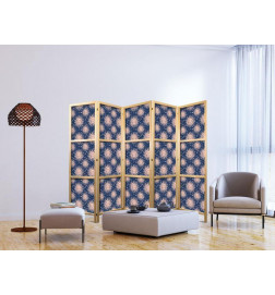 Japoniška kambario pertvara - Sunny Patterns - Repeating Sun Motif on a Navy Background