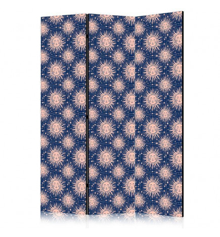 Room Divider - Sunny Patterns - Repeating Sun Motif on a Navy Background