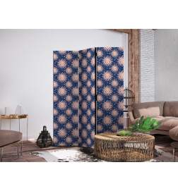 Paravent - Sunny Patterns - Repeating Sun Motif on a Navy Background