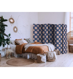 Pertvara - Sunny Patterns - Repeating Sun Motif on a Navy Background