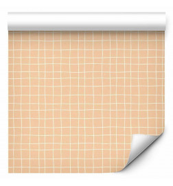 Papel de parede - Waving Lines - Creamy Grid on a Noisy Pastel Background