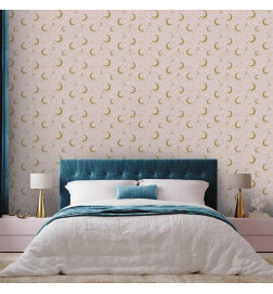 Wallpaper - Moonlit Nights - Delicate Moons and Clouds in a Warm Tone