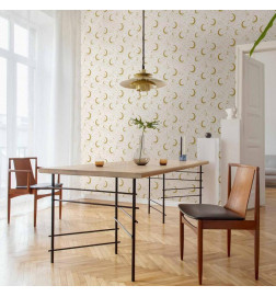 Behang - Moonlit Nights - Delicate Moons and Clouds in a Warm Tone