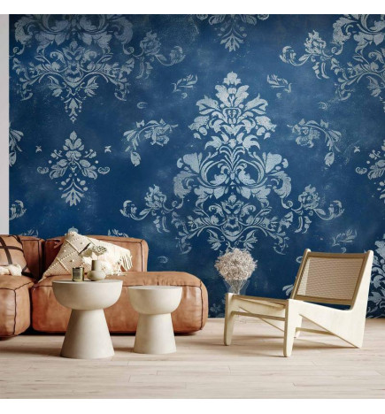 Fototapeta - Retro Ornament Decorative Motif in Worn Blues