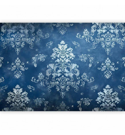 Fotobehang - Retro Ornament Decorative Motif in Worn Blues